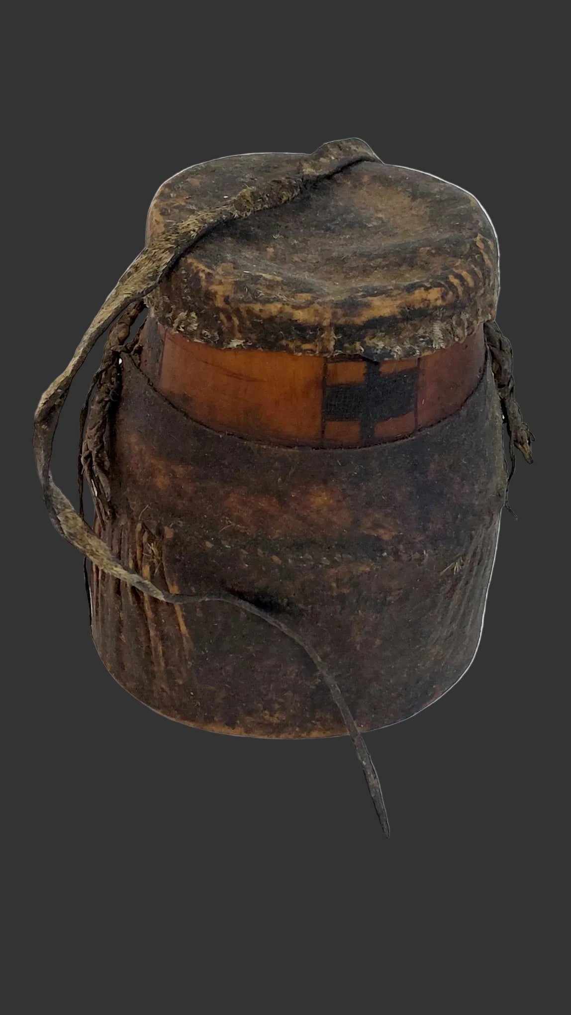 Vintage Primitive Camel Leather Vessel