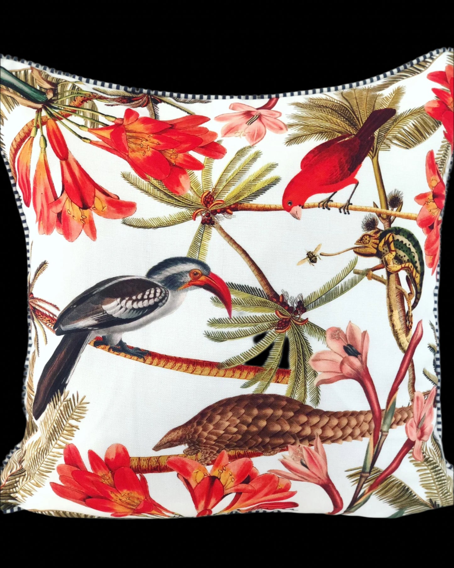 Scatter Cushion Birds & Flowers White