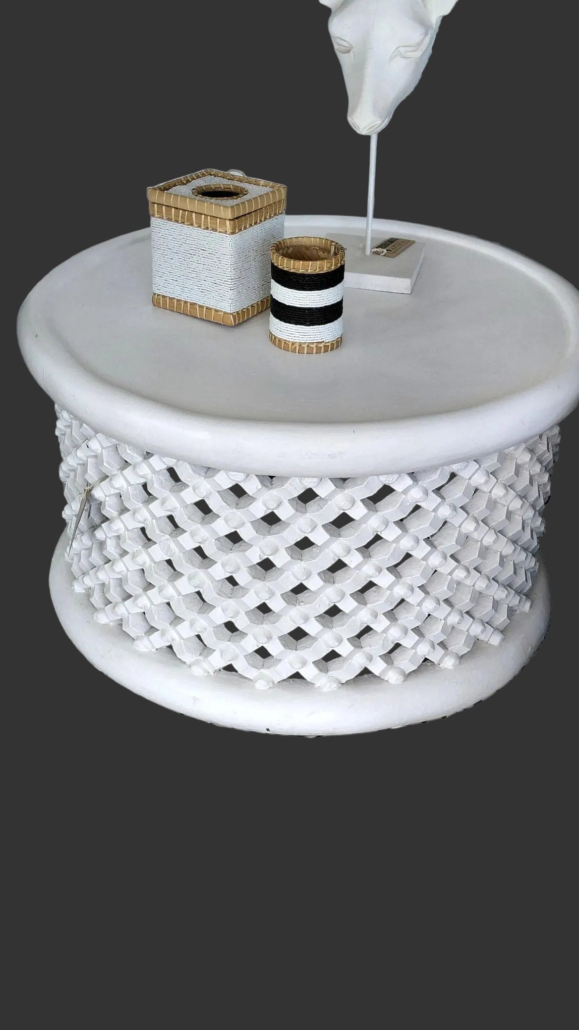 Bamileke Coffee Table White 80cm