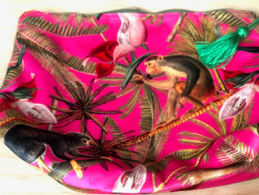 Make-Up  Bag  Velvet - Pink Monkey