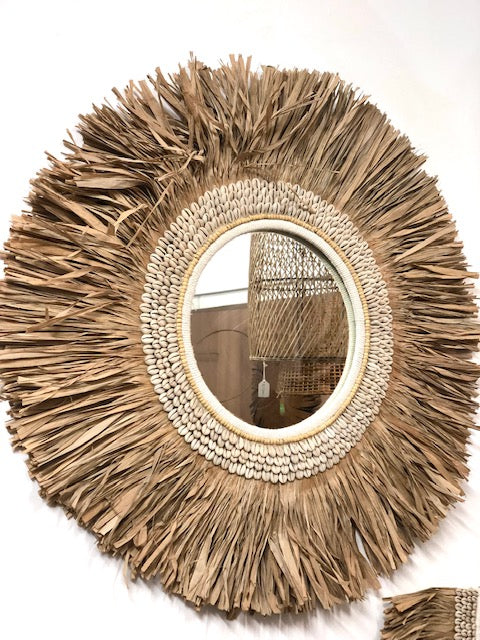 Raffia & Cowrie Shell Mirror